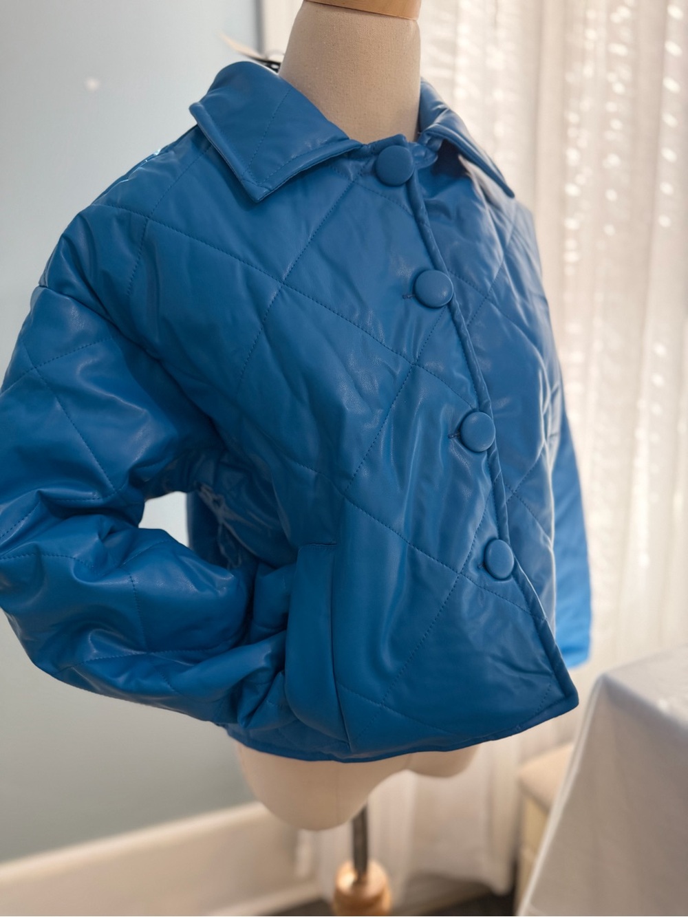 Quilted Blue Cropped Jacket NWT
